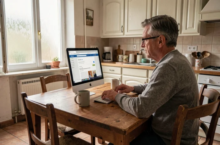 Utilisateur accédant au webmail Ac Nantes depuis son domicile sur ordinateur de bureau